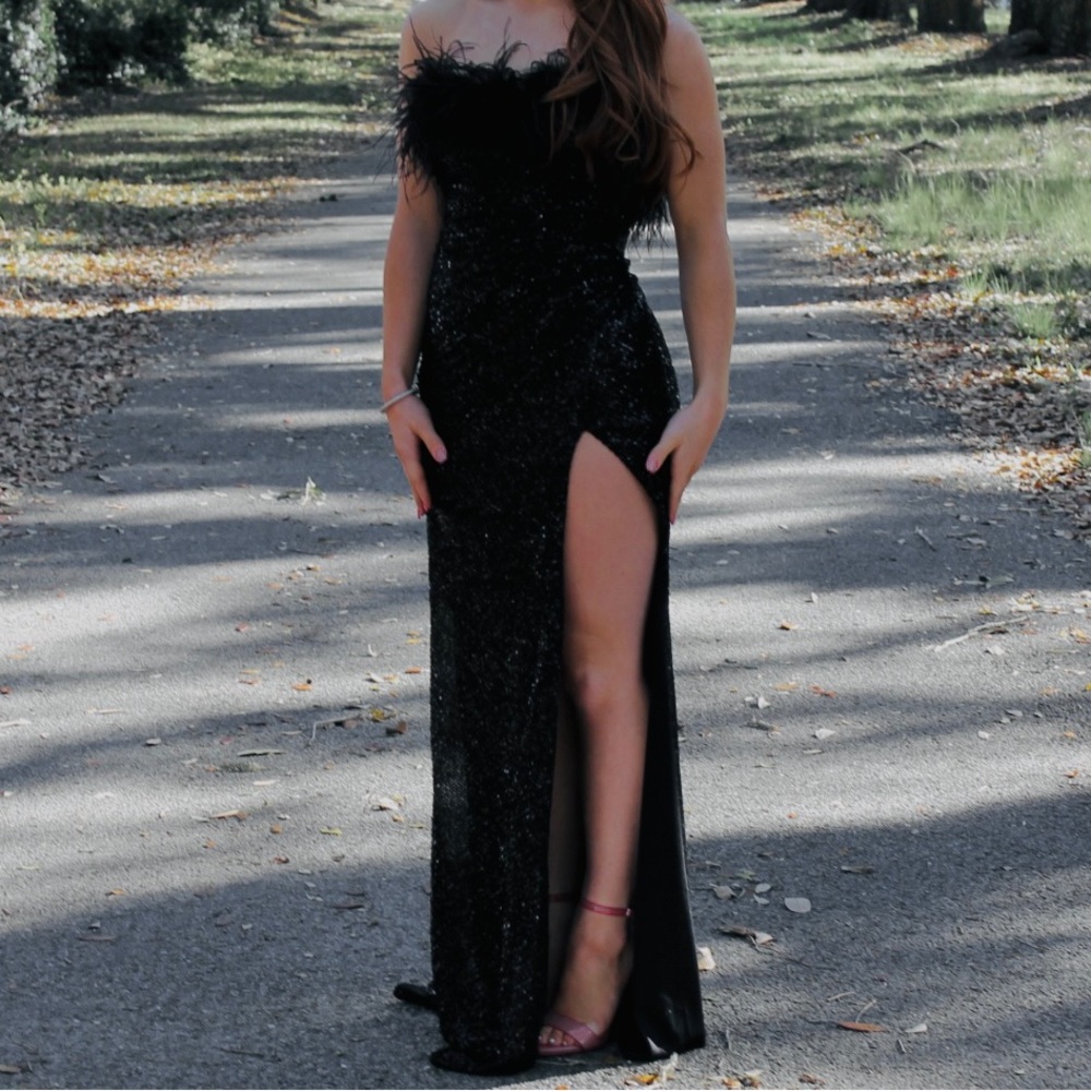 Black Feather Prom Dress